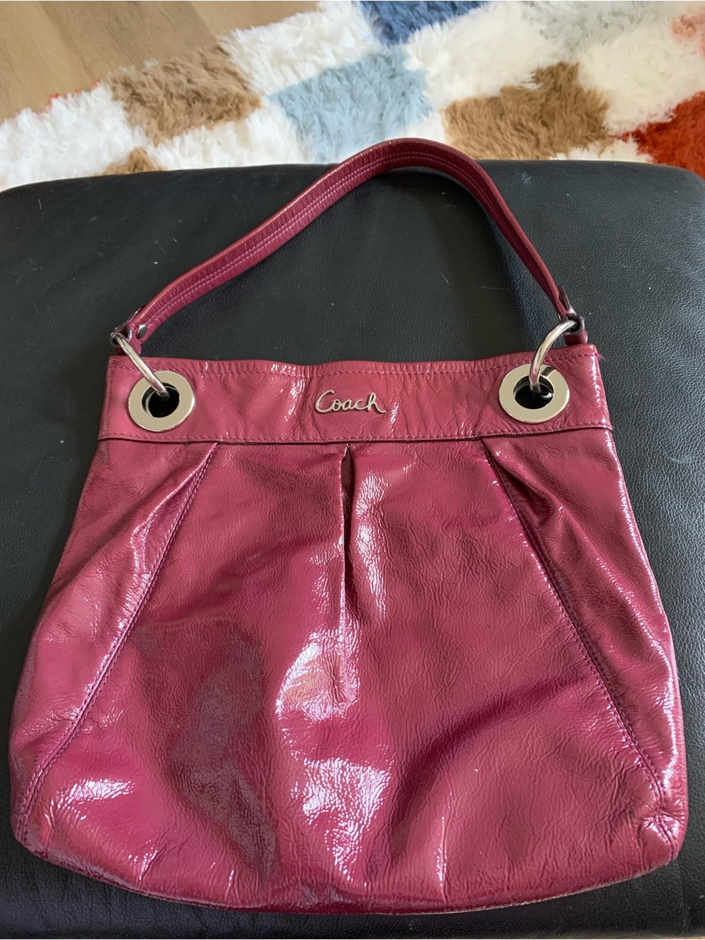 Coach Purple Patent Leather Ashley Shoulder Bag